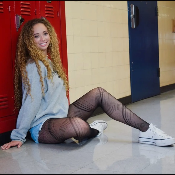 Black Patterned Tights - Picture 2 of 5